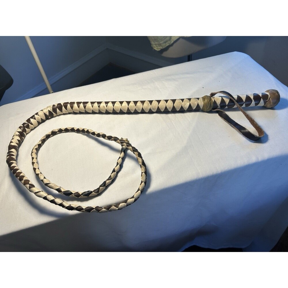 Vintage 6 Foot Braided Leather Horse Equestrian Whip Horseplay S&M Bondage
